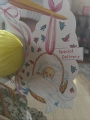 Vintage Baby Shower Decorations Stork “Special Delivery” Baby Yellow Honeycomb