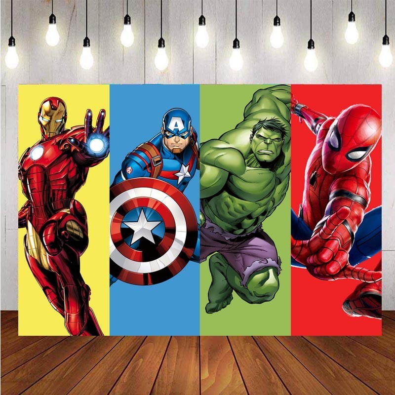 Superhero Avengers Photography Backdrop Boys Birthday Party Photo Background