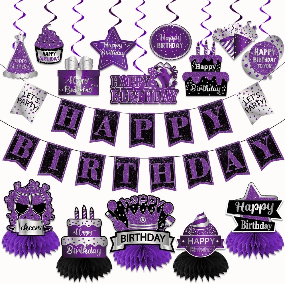 60th Birthday Decorations Women Purple Birthday Party Decorations