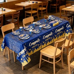 123 Pcs Blue Gold Graduation Decorations 2026 Set – Tablecloth, Plates, Cups, Ba
