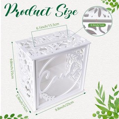 OurWarm Wedding Card Box for Reception, PVC Gift Holder PVC, White