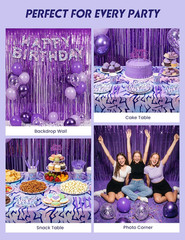 143Pcs Demon Themed Hunters Birthday Tablecloth Decorations, Kpop Party Supplies