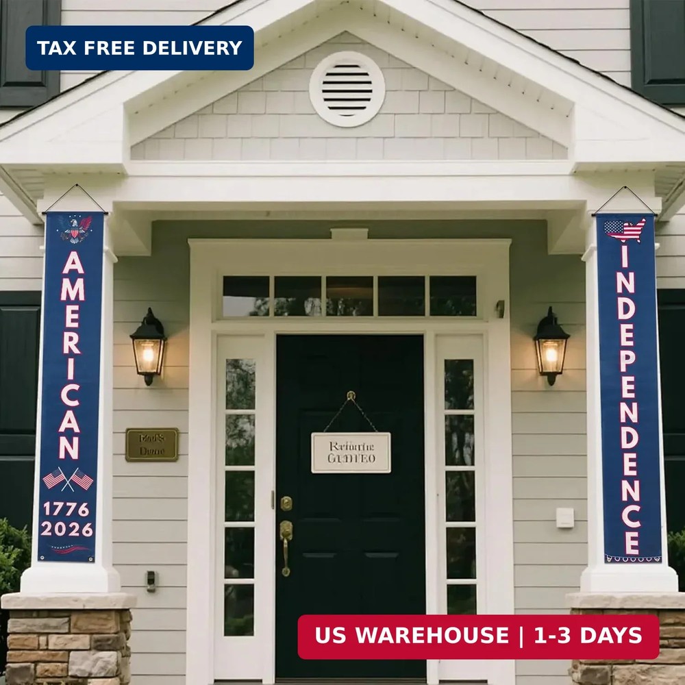 250th Anniversary Banners 2pk for Porch, 4th of July Decorations Outdoor | 250 y