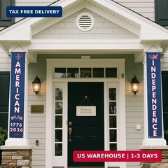 250th Anniversary Banners 2pk for Porch, 4th of July Decorations Outdoor | 250 y