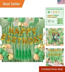 Elegant Sage Green Birthday Decorations – Balloons, Banners & Backdrop Set