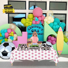 4Pcs Pink Soccer Tablecloths, Rectangular Sports Ball Party Decorations for Her