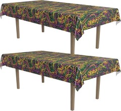 Mardi Gras Plastic Rectangular Tablecover 108″L x 54″W