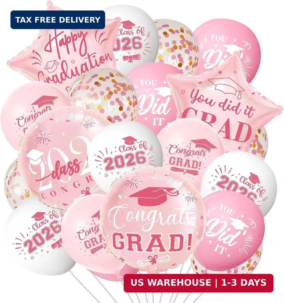 42pcs Graduation Balloons Class of 2026, Grad Latex Confetti Balloons with Congr