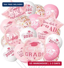 42pcs Graduation Balloons Class of 2026, Grad Latex Confetti Balloons with Congr