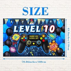 90PCS 10th Birthday Video Game Party Decorations for Boys – Blue 10th Video G…