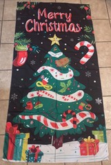 Felt Fabric Banner Backdrop «Merry Christmas» Holiday Tree With Hangers 64X35In