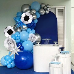 DRWATE Soccer Balloon Arch Kit for Boys, Blue Silver White Balloons, Birthday…
