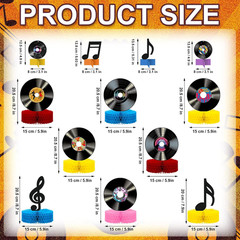 12 Pcs Music Party Decorations Vinyl Record Honeycomb Centerpieces