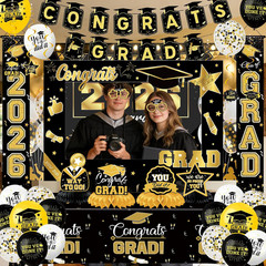 Graduation Decorations 2026 Set – Congrats Grad Banner, Class of 2026 Backdrop