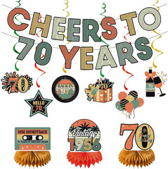 70Th Birthday Decorations Women Men, Cheers to 70 Years Banner Centerpieces Hang