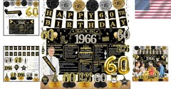Complete 21-Piece Black Gold 60th Birthday Decoration Set – Perfect for Parties
