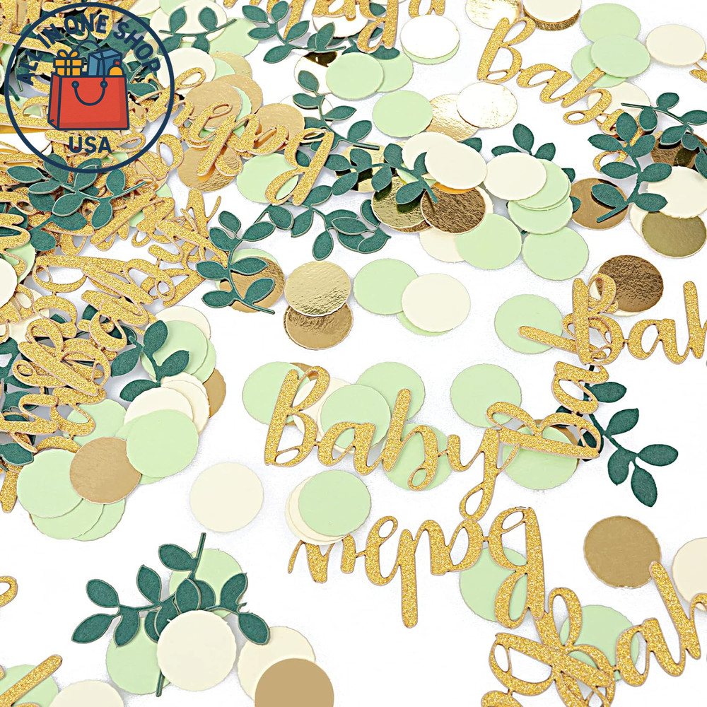 Tissue Confetti Sprinkles Gold Ivory Sage Green Baby Shower Party Decor 350PCS