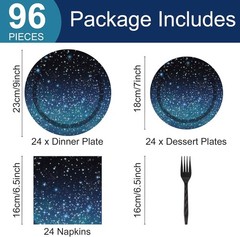 Complete Space Party Tableware Set for 24 Guests – 96 Pcs Party Essentials