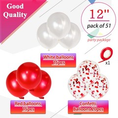 Red Confetti Balloons, 50Pcs 12 Inch Latex, Bridal Shower Party