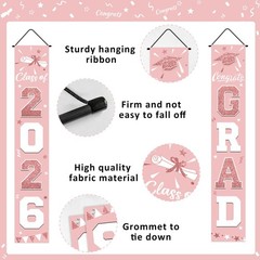 Graduation Decorations 2026, Pink Rose Gold Door Porch Signs, Graduation Bann…