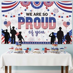 Military Pride Decoration Backdrop Banner – We Are So Proud of You Army Gradu…
