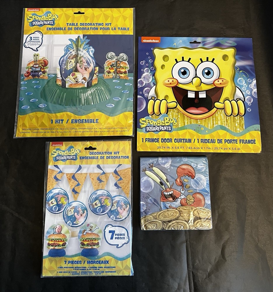 SpongeBob Party Decor (Table Decor Kit, Fringe Door, Decor Kit, Napkins) New