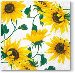 Sunflowers Napkins SUNFLOWERS ON WHITE 20 Cocktail Paper Napkins with Sunflowers