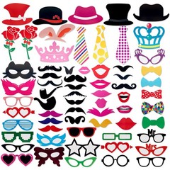 Photo Booth Props Multicolor Kit Selfie Party Accessories Mustaches, Hats, Lips