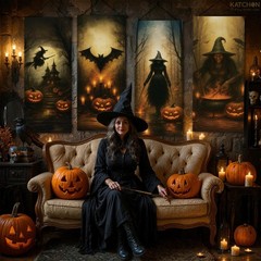 , Large Spooky Witch Pumpkin Banner Set – 47×16 Inch, Pack of 4 | Halloween D…