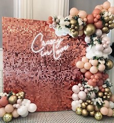10 Pcs Rose Gold Shimmer Wall Backdrop Panels Sequins for Birthday Party