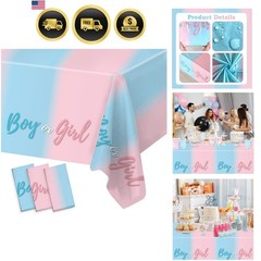 3PCS Plastic Gender Reveal Tablecloths,Gender Reveal Party Supplies Disposabl…