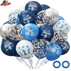 2026 Graduation Party Decorations, 70pcs Grad Balloons Blue and White Graduat…