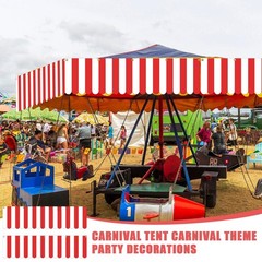 5 Pcs Carnival Tent Decorations Red White Striped Hanging canopy Banner Circu…