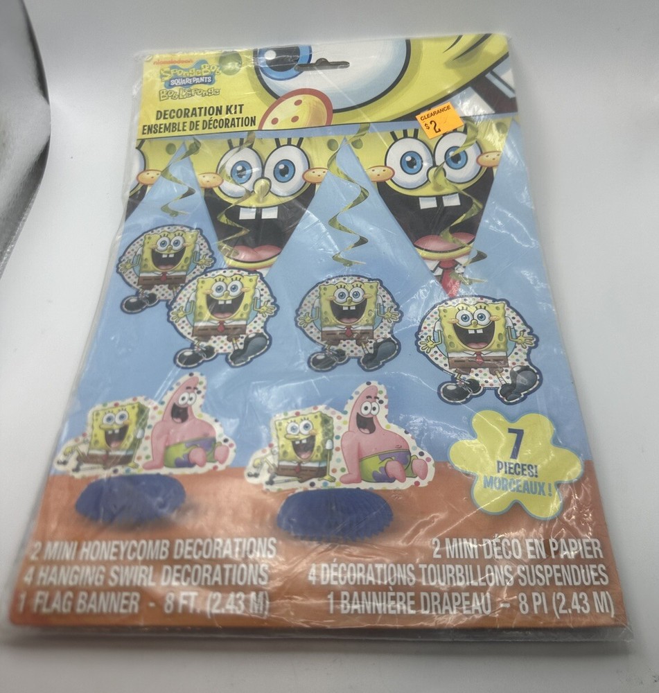 SpongeBob SquarePants 7 pc. Table Decorating Kit Birthday Party Set New