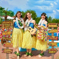20 Pcs Tiki Party Decorations Totem Hawaiian Luau Tropical Table Signs Set