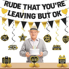 Farewell Party Decorations Men Women, Black Gold Rude That You’Re Leaving but OK