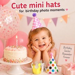 DIY Mini Birthday Party Hats for Kids – Assorted Designs with 9 Hats and Crowns