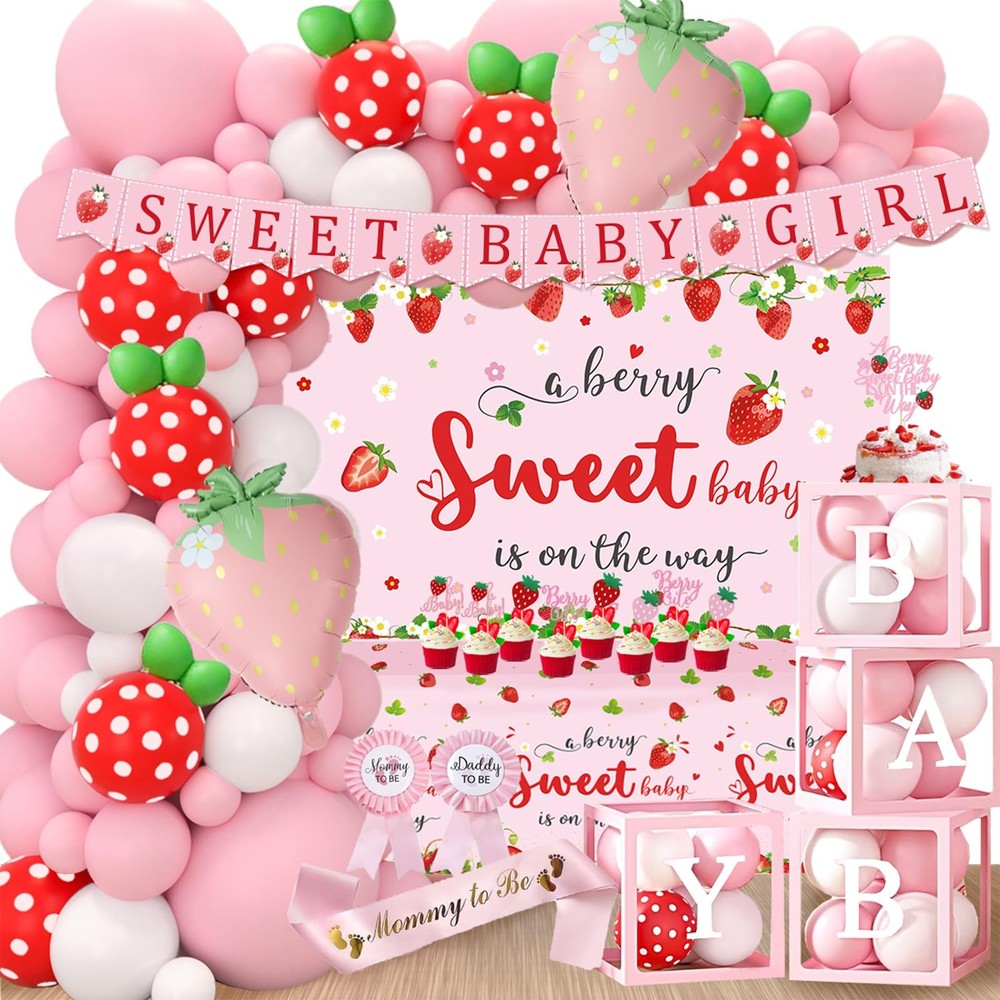 Strawberry Baby Shower Decorations, A Sweet Baby Is On The Way Decorations