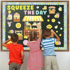 Lemon Bulletin Board Decorations Lemonade Stand Squeeze The Day Cutouts Set
