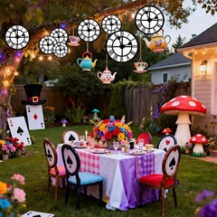 20 Pcs Vintage Hanging Clock Decorations – Steampunk, Fantasy & Wonderland Th…