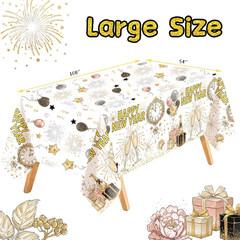Happy New Year Tablecloths 3 Pack New Years Eve Party Supplies 2027 Gold & White