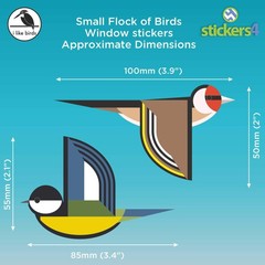 16-Pack Flock of Bird Window Clings – Small Birds, Multicoloured