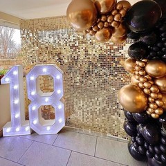 24PCS Gold Shimmer Wall Backdrop Panels 12″x12″ Square Sequins on Grid