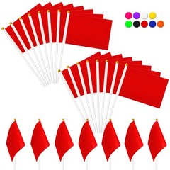 25 Pack Solid Red Flags Small Mini Red DIY Graffiti Flags on Stick,Party Decorat