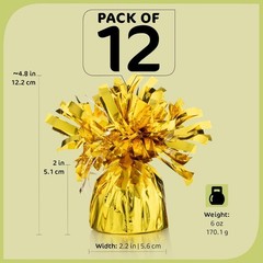 Gold Balloon Weights, Heavy Balloon Weight Pack of 12 Metallic Foil Weights f…