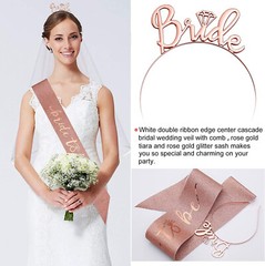 Bridal Shower Rose Gold Party Kit banner curtain balloon plate cup napkin straws