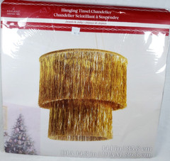 2 Tier Fringe Tinsel Chandelier Gold Foil Party Disco Ball Decor Christmas