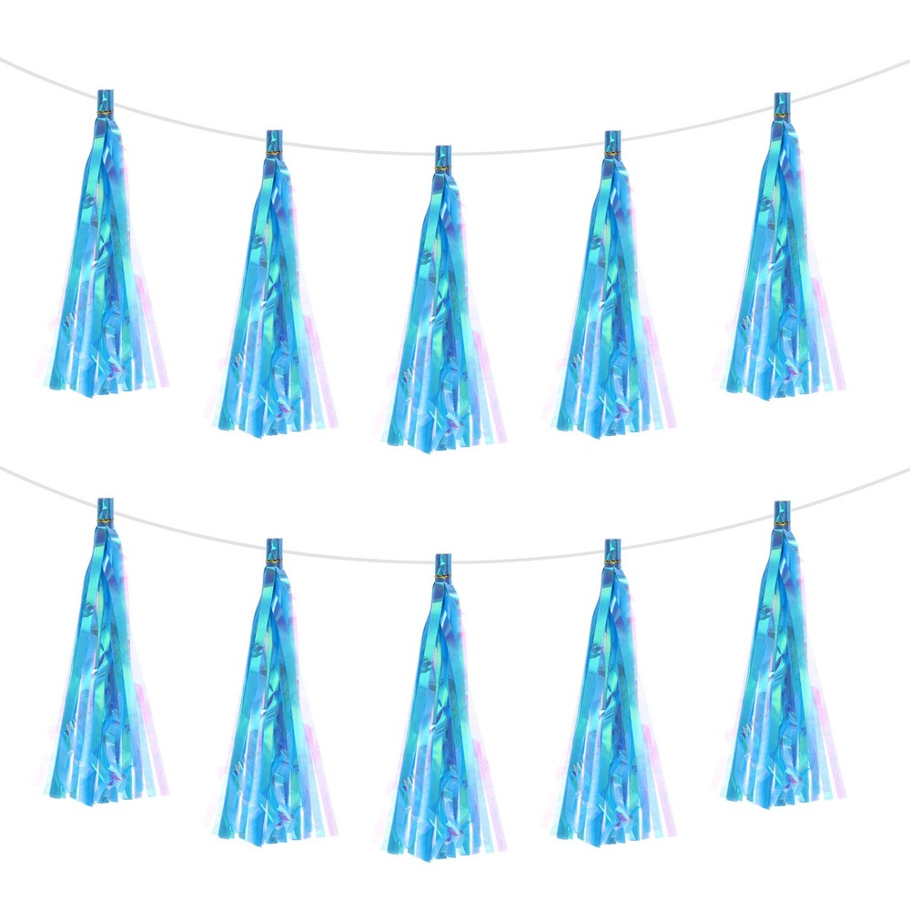 30Pcs Luminous Sky Blue Tassel Garland Banner with Rope