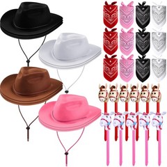 36 Pcs Cowboy Party Costume Set, Farm Cowboy Hats Paisley Bandanas Inflatable…
