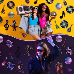 60 Pcs Music Party Decorations Musical Notes Rock and Roll Record Cutouts Sil…